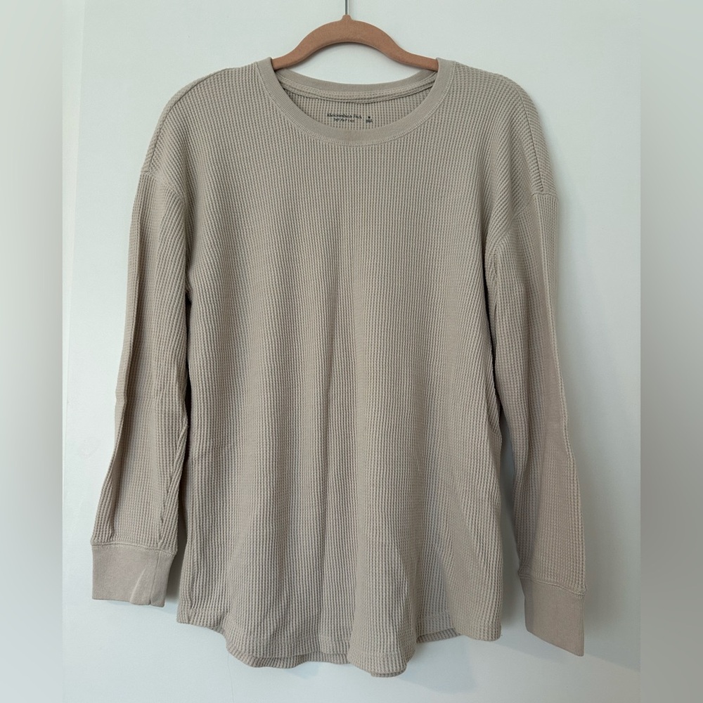 Abercrombie & Fitch Cream Waffle Knit Top